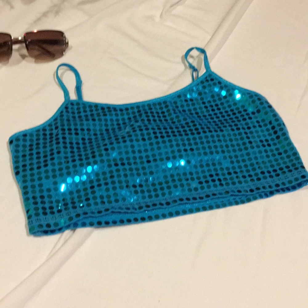 Justice Glitter dot half tank top